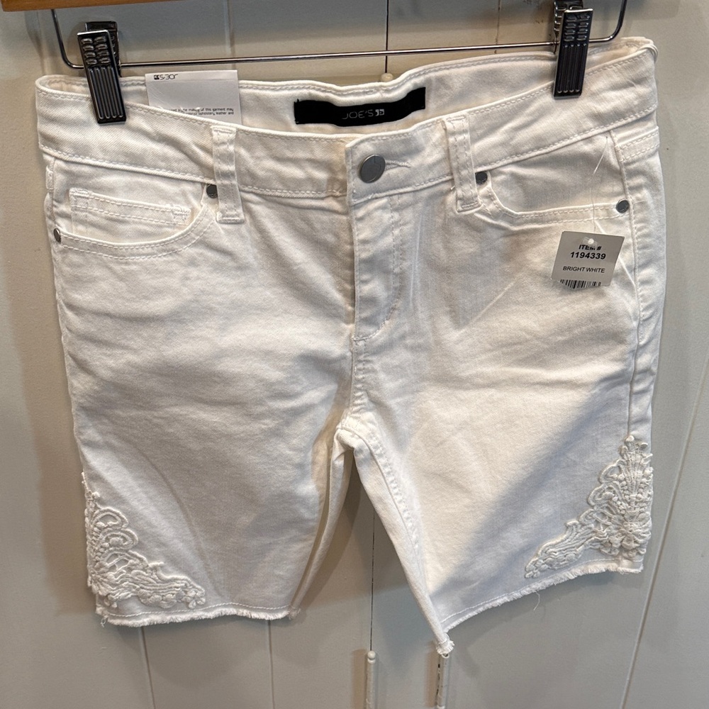 Joe's Jeans GirlsThe Finn Shorts with Lace Embroidery Mid Rise Bermuda Sz 16 NWT